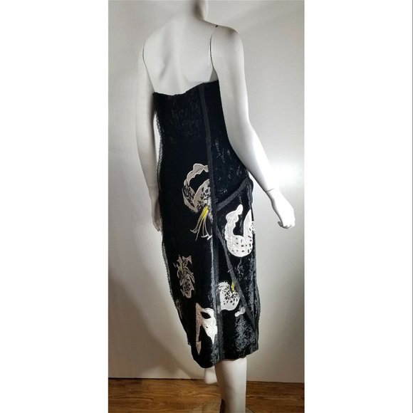 Erdem Rebecca' Women's Black Embroidered Velvet Strapless Dress, US 4, UK 8 - Picture 5 of 8